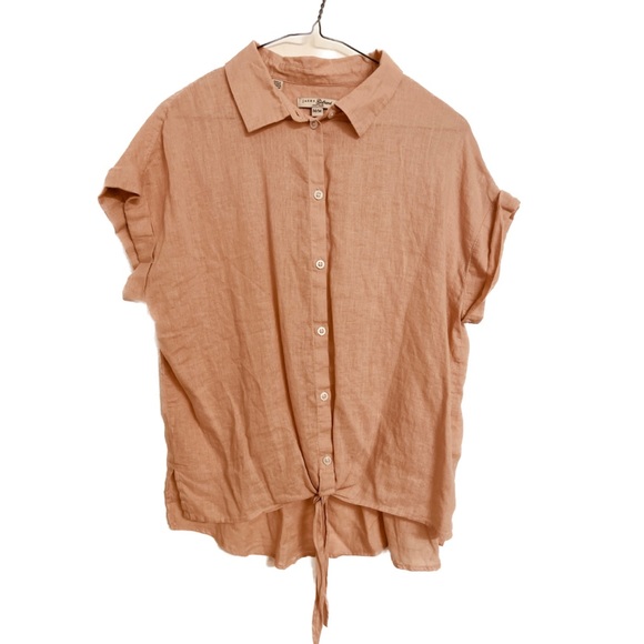 Jachs Girlfriend linen top with tie-front - Picture 2 of 3